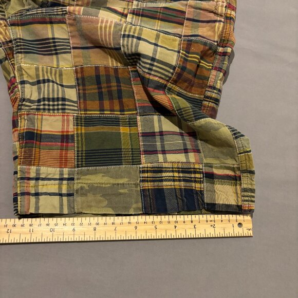 American Eagle Shorts 34 36x10 Beige Patchwork Longer Length Y2K High Rise - Picture 5 of 7